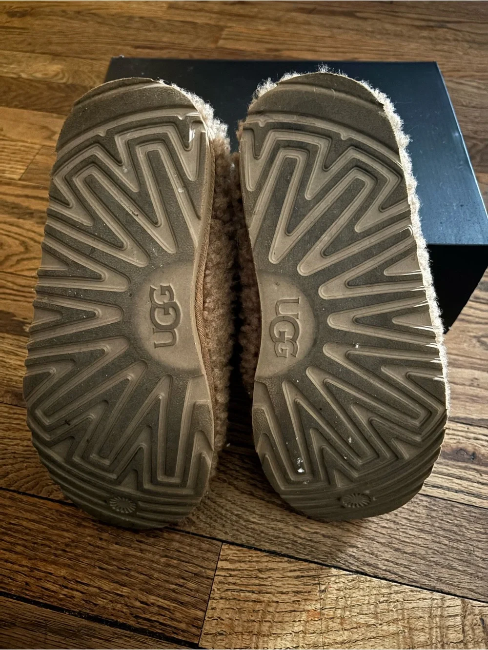 UGG Kids Tan Shearling Slip-On Slippers